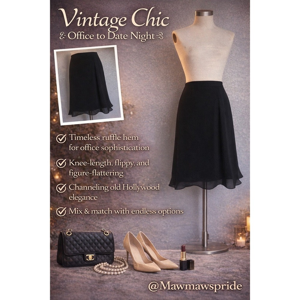 VINTAGE TIMELESS OLD HOLLYWOOD ELEGANCE CYNTHIA HOWIE Black Skirt A-Line  12